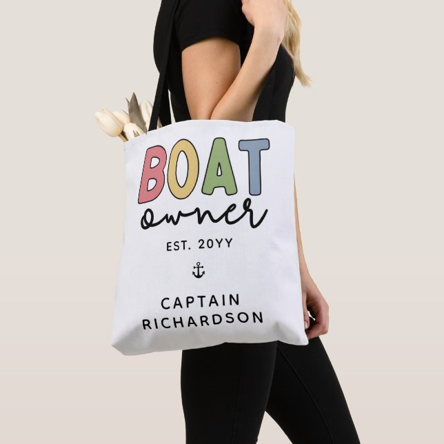 Custom Boat Owner established New Boat Owner Gifts Tote Bag (Close Up)