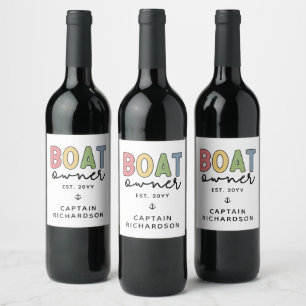 Custom Boat Owner established New Boat Owner Gifts Wine Label