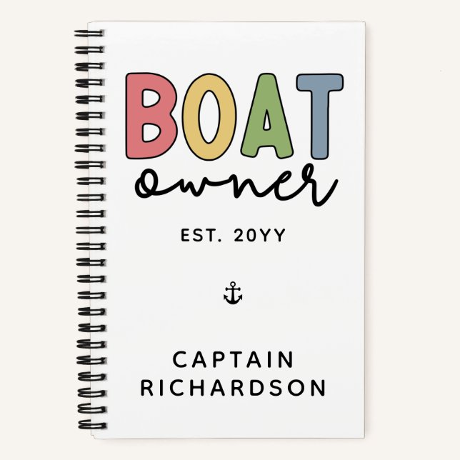 Custom Boat Owner established New Boat Owners Gift Notebook (Front)