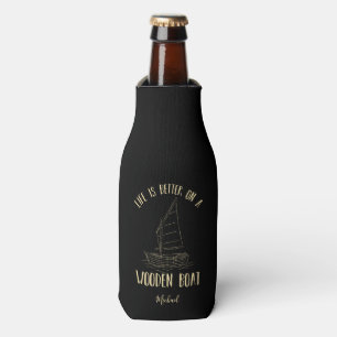 Custom Boating Nautical Marine Boat Illustration Bottle Cooler