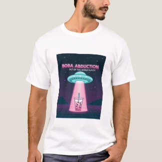 Custom Boba Tea UFO Design – Glow-in-the-Dark Alie T-Shirt
