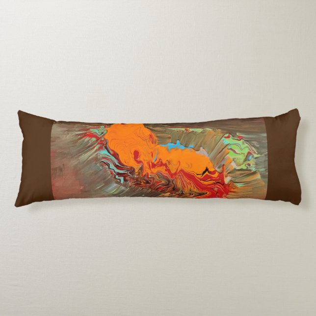 Custom Body Pillow "Orange Burst Brown Back" (Front)