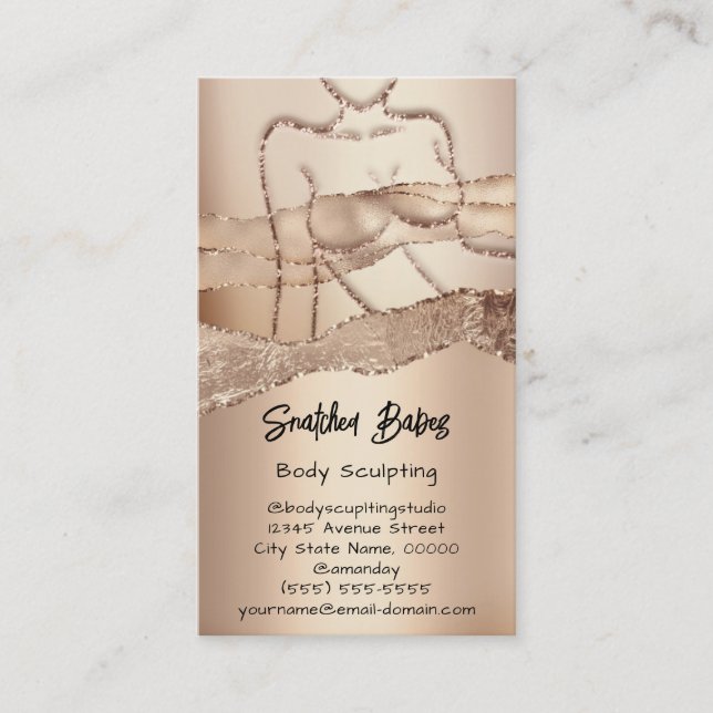 Custom Body Sculpting Cosmetics Logo QR Code Rose  Business Card (Front)