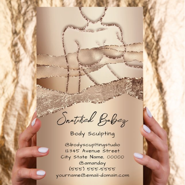 Custom Body Sculpting Cosmetics Logo QRCode Woman Business Card (Creator Uploaded)