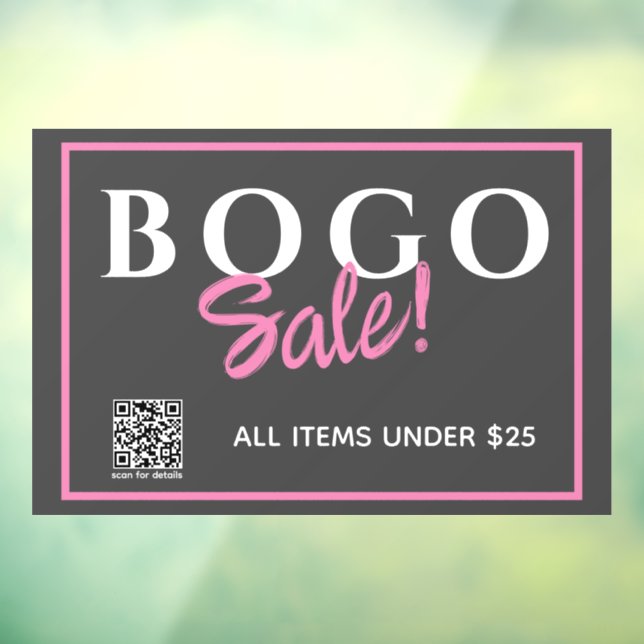 Custom BOGO Retail Sale QR Code Window Cling (Sheet 3)