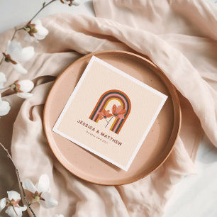 Custom Bohemian Autumn Terracotta Floral Wedding Napkin