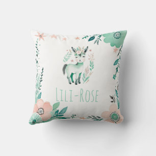 Custom Boho Baby Donkey Pillow Pastel Green
