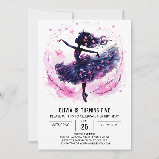 Custom Boho Ballerina Birthday Invitation (Front)