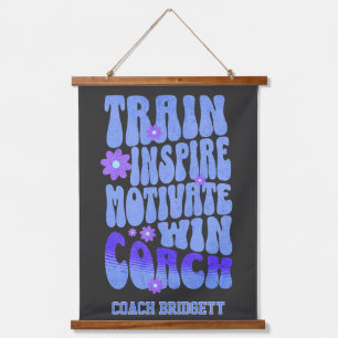 Custom Boho Best Coach Train Inspire Motivate Win Hanging Tapestry