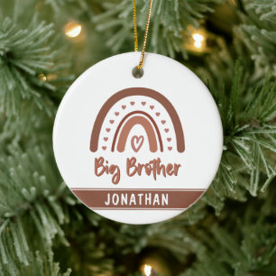Custom Boho Big Brother Rainbow Matching Siblings Ceramic Ornament