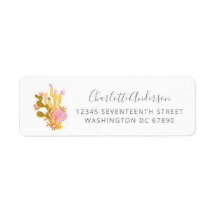 Custom Boho Cactus Pink Desert Return Address Label