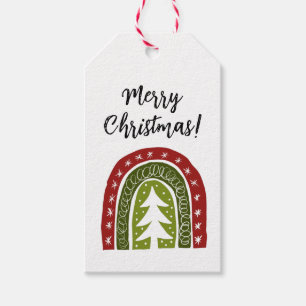 Custom boho Christmas tree drawing gift tags