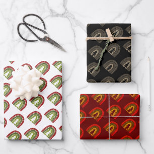 Custom Boho Christmas tree wrapping paper sheets