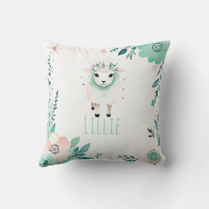 Custom Boho Cute Sheep Pillow Pastel Green 
