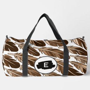 Custom Boho Feather Monogram Large Duffel Bag