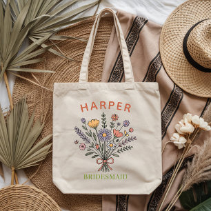 Custom Boho Floral Gift for Bridal Shower Party Tote Bag