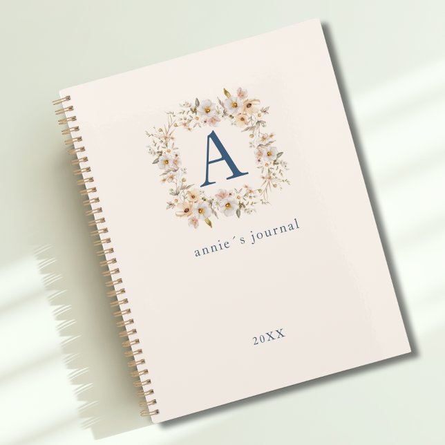 Custom Boho Floral Monogram Beige Planner (Custom Boho Floral Monogram Beige Planner)
