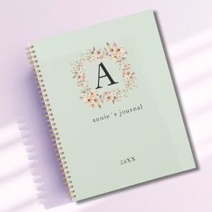 Custom Boho Floral Monogram Green Planner