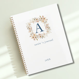 Custom Boho Floral Monogram White Planner