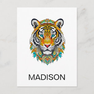 Custom Boho Hippie Floral Year of the Tiger Postcard