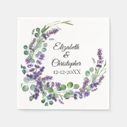 Custom Boho Lavender Eucalyptus Wedding Napkin