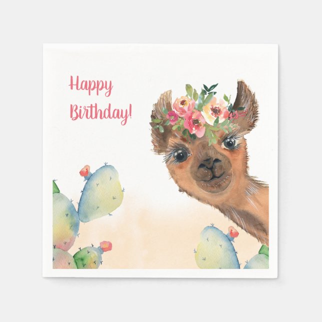 Custom Boho Llama  Napkin (Front)