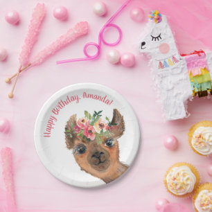 Custom Boho Llama Paper Plate