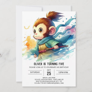 Custom Boho Monkey Birthday Invitation