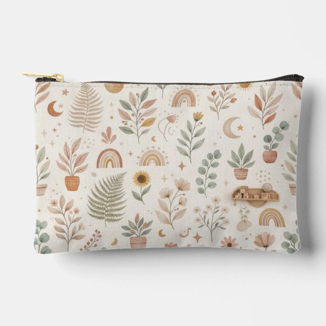 Custom Boho Rainbow Makeup terracotta pouch (Front)