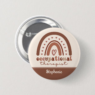 Custom Boho Rainbow OT Occupational Therapist 6 Cm Round Badge