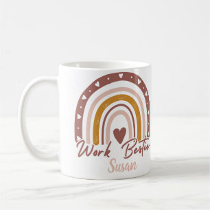 Custom Boho Rainbow Work Bestie Personalised Coffee Mug