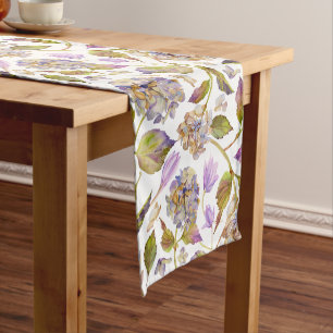 Custom Boho Rustic Fall Leaves Print Short Table Runner