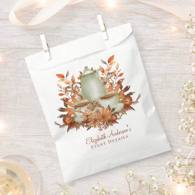 Custom Boho Terracotta Floral Sage Tea Party Favou Favour Bag (Clipped)