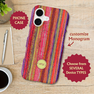 Custom Boho Vintage Red Violet Stripes - 
