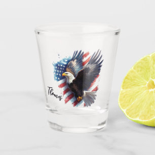 Custom Bold American Eagle Patriotic Flag Artwork Shot Glass