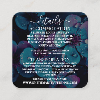 Custom Bold Beautiful Flowers Wedding Details Enclosure Card