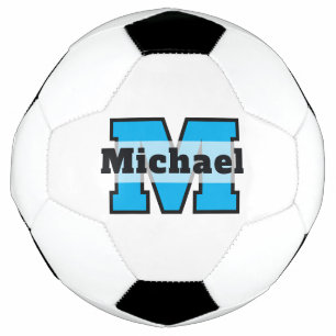 Custom Bold Blue Name Classic Soccer Player Foot Ball