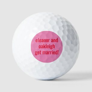 Custom Bold Bright Pink Red Unique Wedding Favour Golf Balls