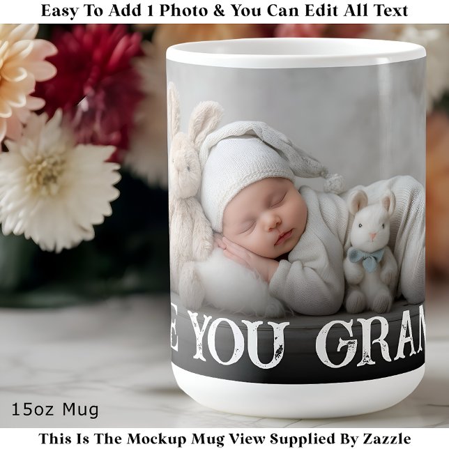 Custom Bold Love You Grandpa One Photo Modern Coffee Mug (Creator Uploaded)