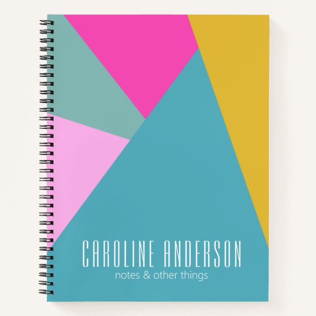 Custom Bold Pastel Geometric Colour Block Design Notebook (Front)