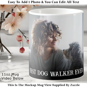 Custom Bold Personalized Dog Walker One Photo Coffee Mug
