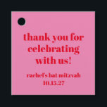 Custom Bold Pink Red Modern Bat Mitzvah Thank You Favour Tags<br><div class="desc">Custom Bold Typography Bright Pink and Red Modern Bat Mitzvah Thank You Favour Tags</div>