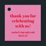 Custom Bold Pink Red Modern Bat Mitzvah Thank You Favour Tags<br><div class="desc">Custom Bold Typography Bright Pink and Red Modern Bat Mitzvah Thank You Favour Tags</div>
