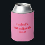 Custom Bold Typography Pink Red Modern Bat Mitzvah Can Cooler<br><div class="desc">Custom Bold Typography Bright Pink and Red Modern Bat Mitzvah Can Cooler</div>