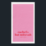 Custom Bold Typography Pink Red Modern Bat Mitzvah Napkin<br><div class="desc">Custom Bold Typography Bright Pink and Red Modern Bat Mitzvah Paper Guest Towels</div>