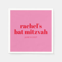 Custom Bold Typography Pink Red Modern Bat Mitzvah