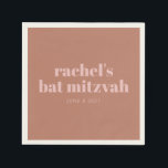 Custom Bold Typography Terracotta Pink Bat Mitzvah Napkin<br><div class="desc">Modern and simple personalised bat mitzvah napkins with bold typography in terracotta and pink.</div>