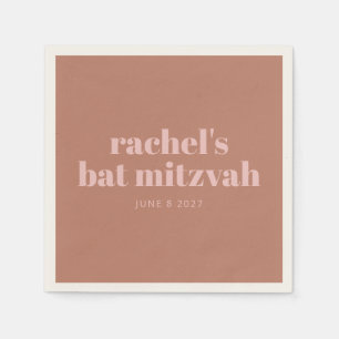 Custom Bold Typography Terracotta Pink Bat Mitzvah Napkin
