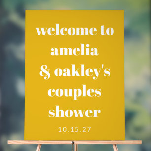 Custom Bold Yellow Couples Shower Modern Welcome Acrylic Sign