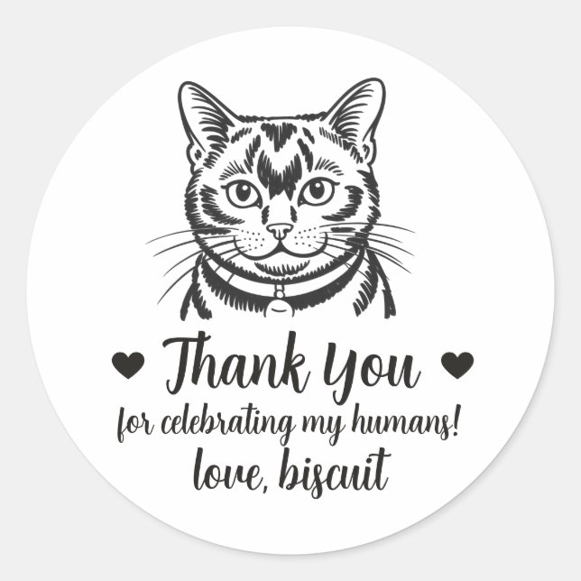 Custom Bombay Cat Wedding Favour Stickers (Front)